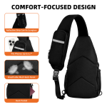 LAIMEIWEE Crossbody Sling Bag for Men & Women, Water-Resistant Chest Pack with RFID Blocking, Lightweight Travel Backpack with 11" iPad Compartment, Ideal for Hiking, Commuting, Outdoor Activities